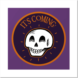 It's Coming! - Hand Drawn Happy Halloween Skull Posters and Art